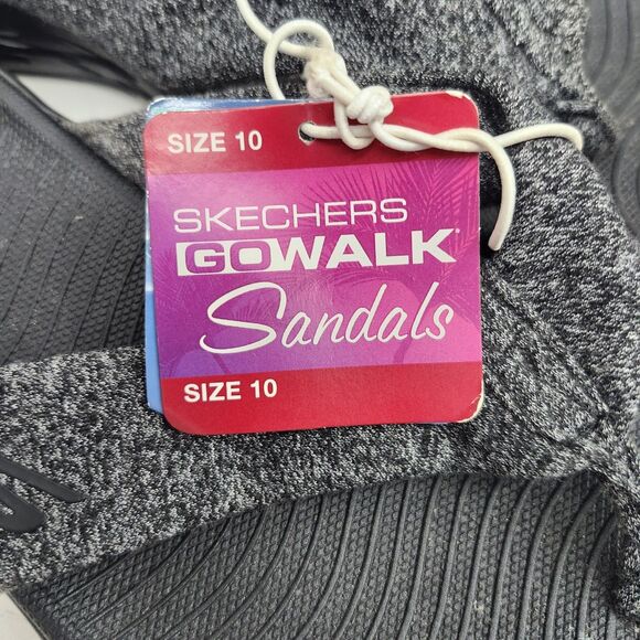 Skechers Go Walk Flip Flops Womens 10 Black Gray Slip-on Machine Washable Casual - Picture 10 of 13